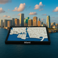 3D Geprinte Miniatuur van Miami – Gedetailleerde Stadskaart & Skyline - Premium Quality