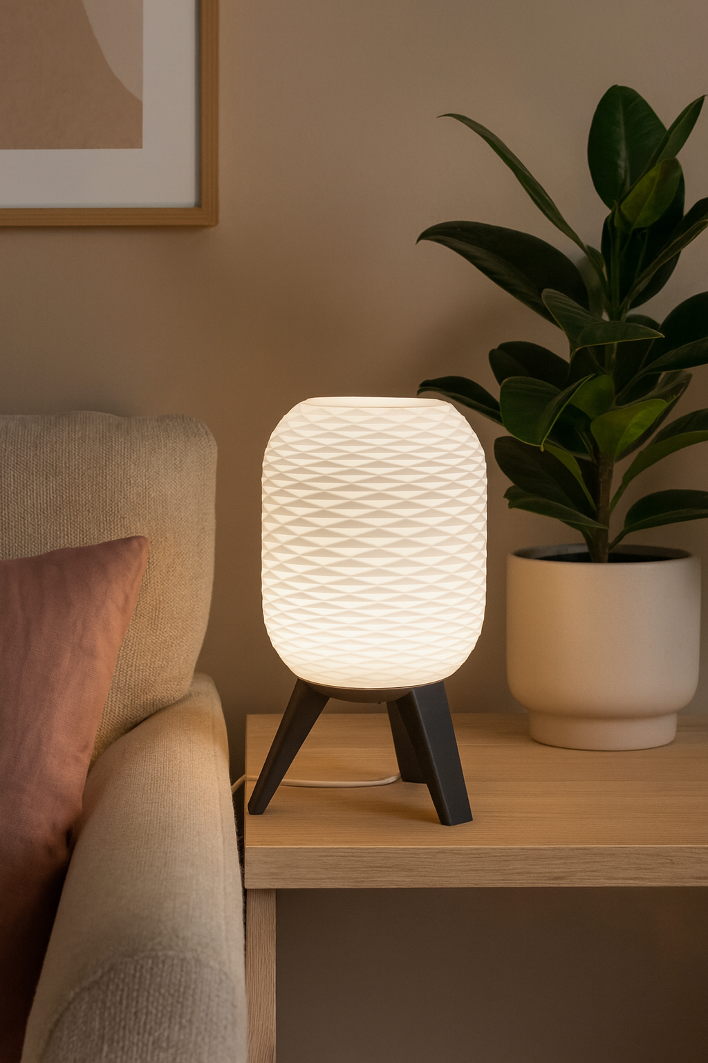 Designer Table Lamp 'Switch' with Geometric Pattern and Black Base – Modern Mood Lighting