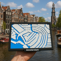 3D Geprinte Miniatuur van Amsterdam – Gedetailleerde Stadskaart & Grachtengordel - Premium Quality