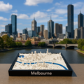 3D Geprinte Miniatuur van Melbourne – Gedetailleerde Stadskaart en Skyline - Premium Quality