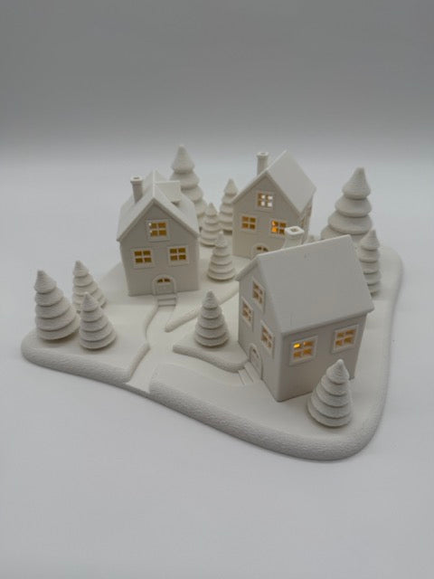 Atmospheric Christmas Village with LED Lighting – White Christmas Decorations for a Warm Winter Home