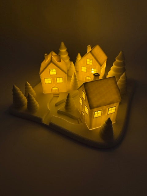 Atmospheric Christmas Village with LED Lighting – White Christmas Decorations for a Warm Winter Home