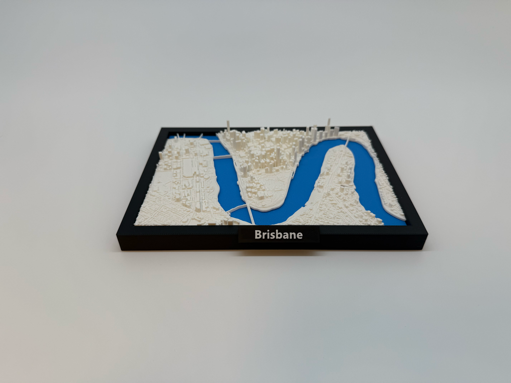 3D Geprinte Miniatuur van Brisbane – Gedetailleerde Stadskaart en Rivierlandschap - Premium Quality
