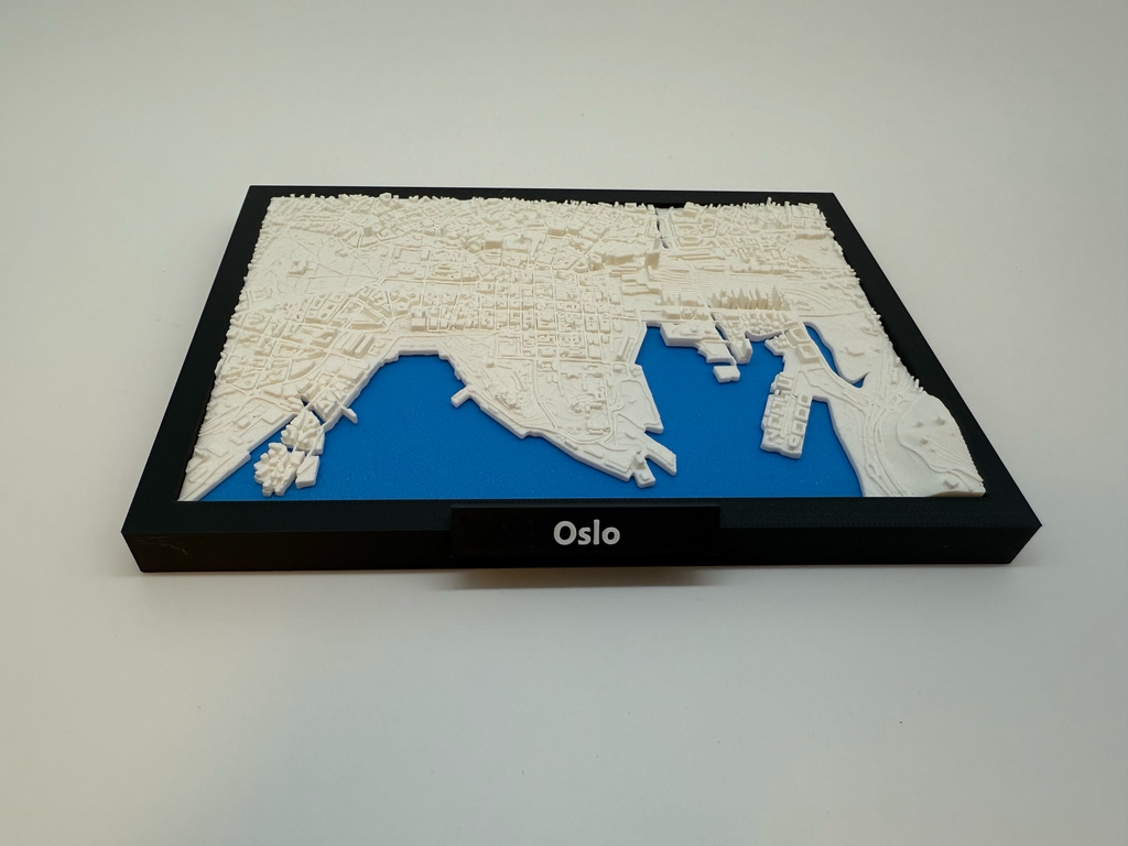 3D Geprinte Miniatuur van Oslo – Gedetailleerde Stadskaart en Fjorden - Premium Quality