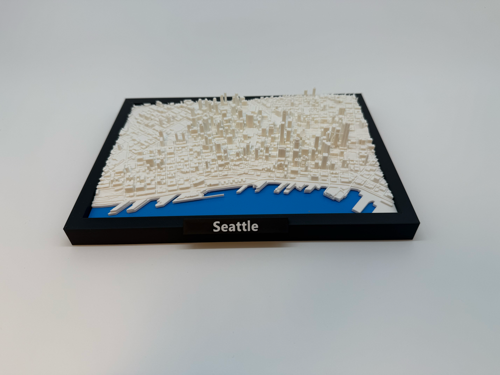 3D Geprinte Miniatuur van Seattle – Gedetailleerde Stadskaart en Skyline - Premium Quality