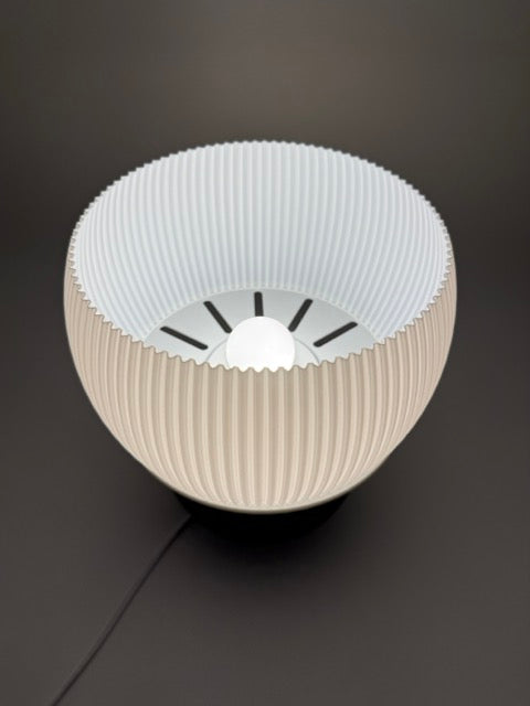 Designer Table Lamp 'Drift' with Modern Ribbed Shade and Stylish Geometric Base – Unique Warm Light