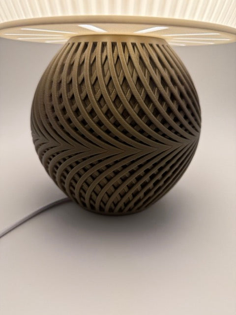 Designer Table Lamp 'Drift' with Modern Ribbed Shade and Stylish Geometric Base – Unique Warm Light