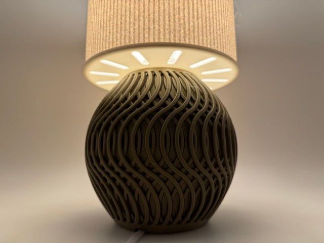 Modern Table Lamp 'Marble' with Marble Pattern Shade and Stylish Geometric Base - Atmospheric Lighting