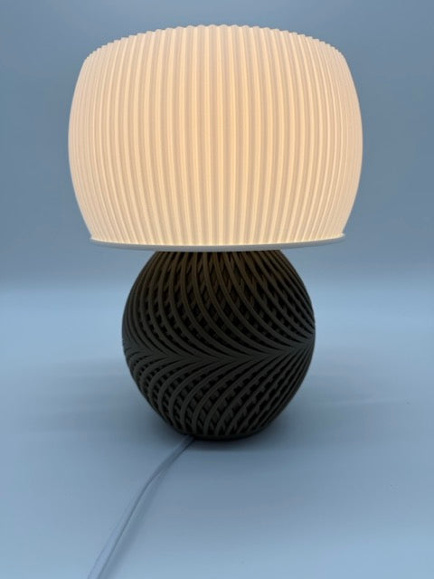 Designer Table Lamp 'Drift' with Modern Ribbed Shade and Stylish Geometric Base – Unique Warm Light