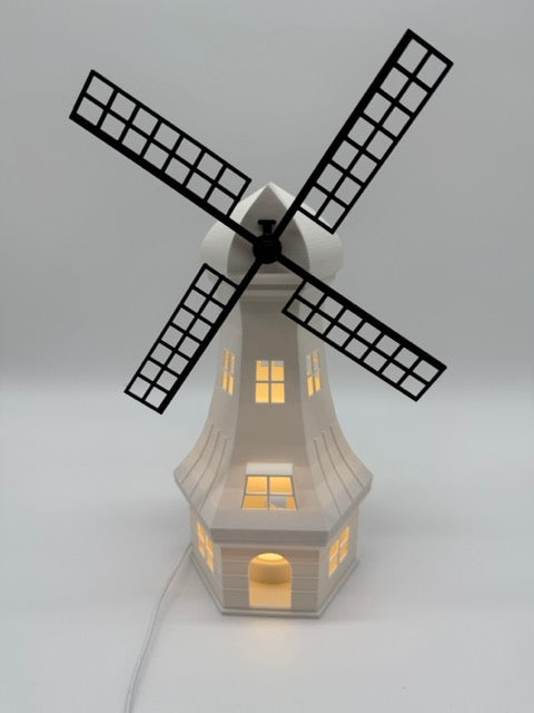 Decoratieve Tafellamp 'Mill' in de Vorm van een Windmolen – Unieke Sfeerlamp met Warm Licht