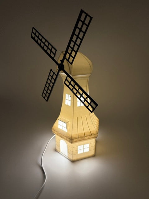 Decoratieve Tafellamp 'Mill' in de Vorm van een Windmolen – Unieke Sfeerlamp met Warm Licht