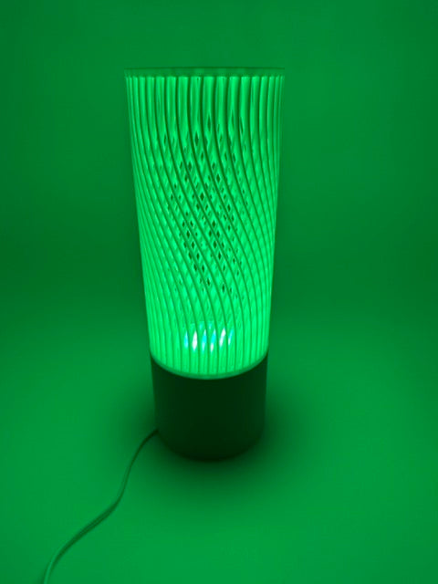 Moderne Tafellamp 'Spiral' met Opengewerkt Cilinderdesign en Grijze Voet – Stijlvolle Sfeerverlichting