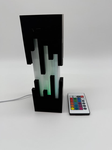 Design Tafellamp 'Future' met Zwart Uitgesneden Patroon en Kleurenwissel – Moderne Sfeerlamp met Afstandsbediening