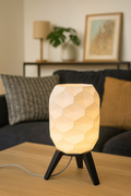 Design Tafellamp 'Switch' met Geometrisch Patroon en Zwart Onderstel – Moderne Sfeerverlichting